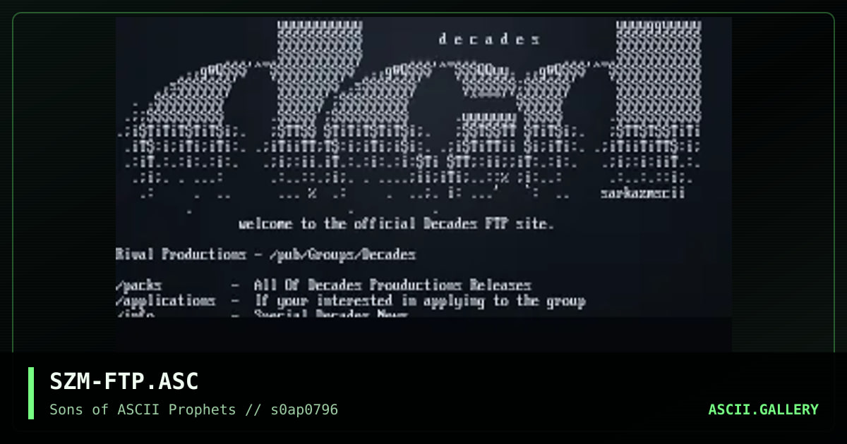 decades ftp site motd, by sarkazm, 1996
