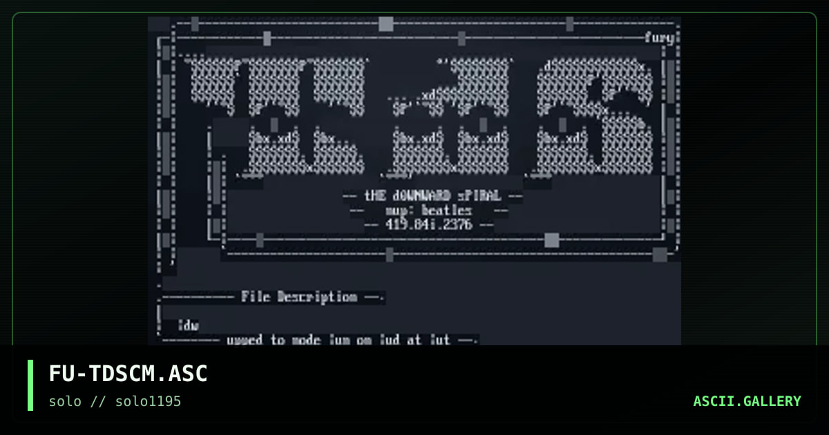 FU-TDSCM.ASC, by fury, 1995