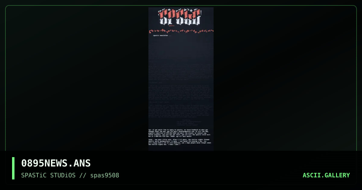 spastic 0895 newsletter, by spastic, 1995