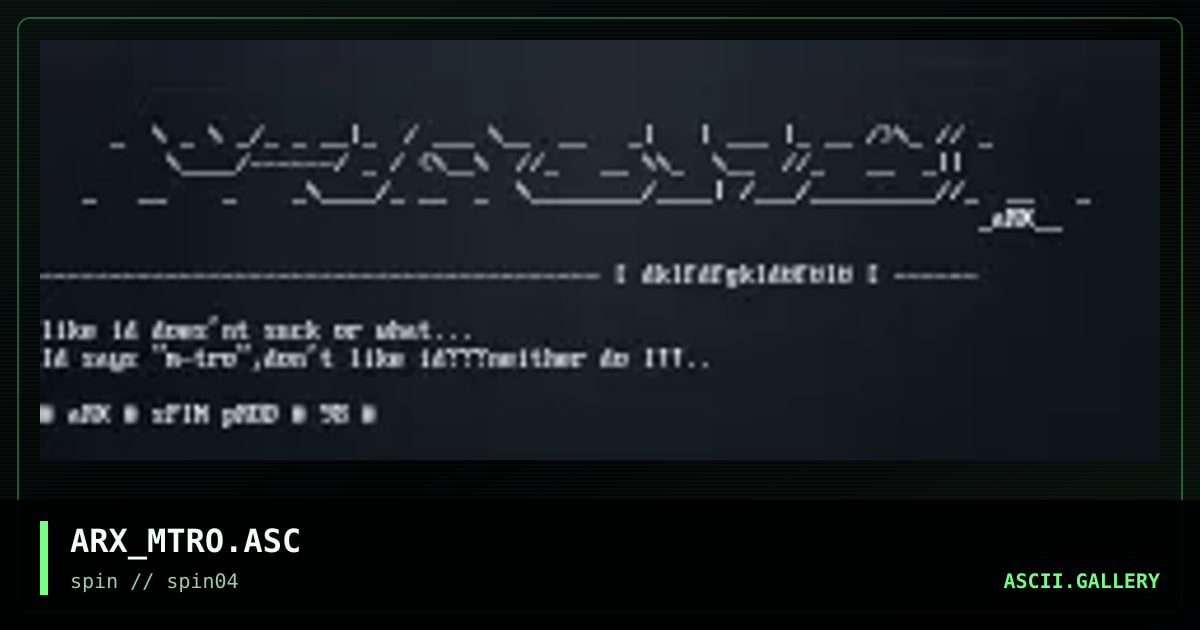 ARX_MTRO.ASC, by arx, 1998