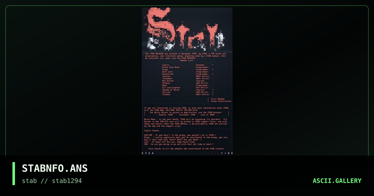 STABNFO.ANS, by captin, 1994