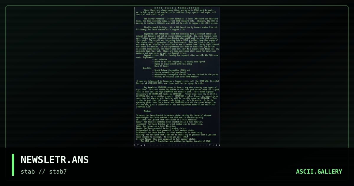 NEWSLETR.ANS, by stab, 1995