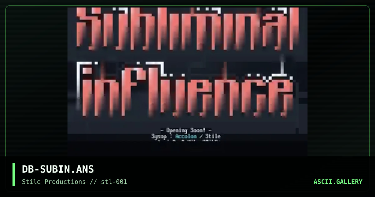 Subliminal Influence, by d-vibe, 1994