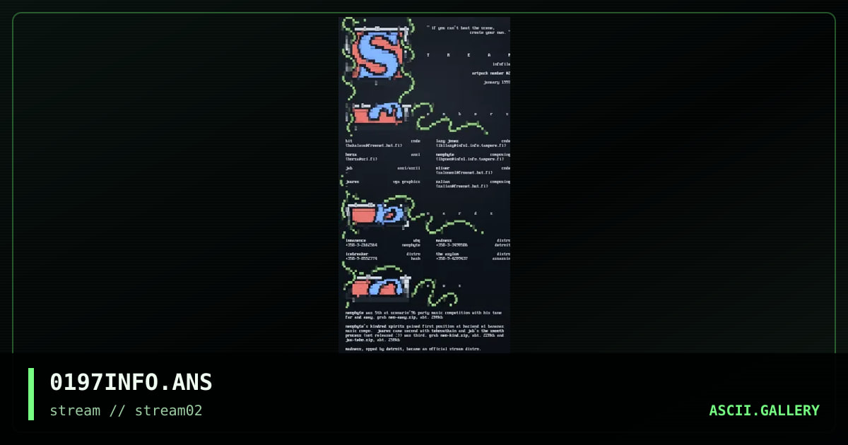 stream information file january '97, by horza, 1997