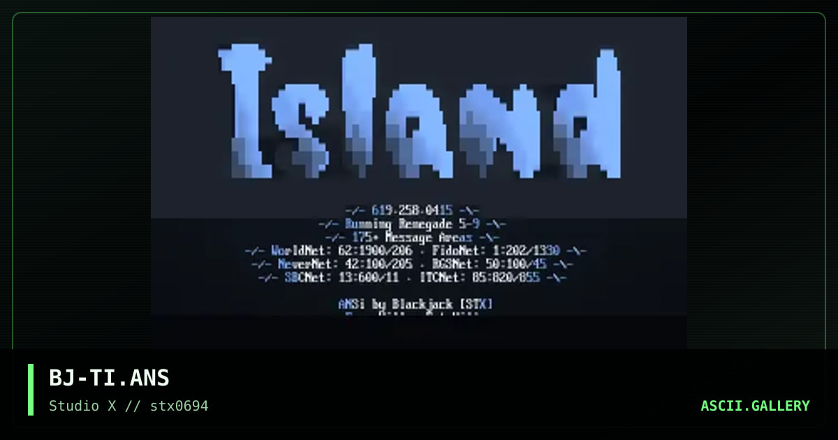 Ansi for Treasure Island, by blackjack, 1994