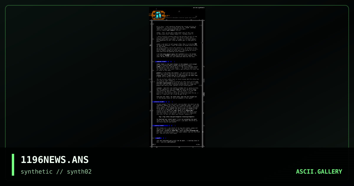 Synthetic@2.News!, by synthetic staff, 1996