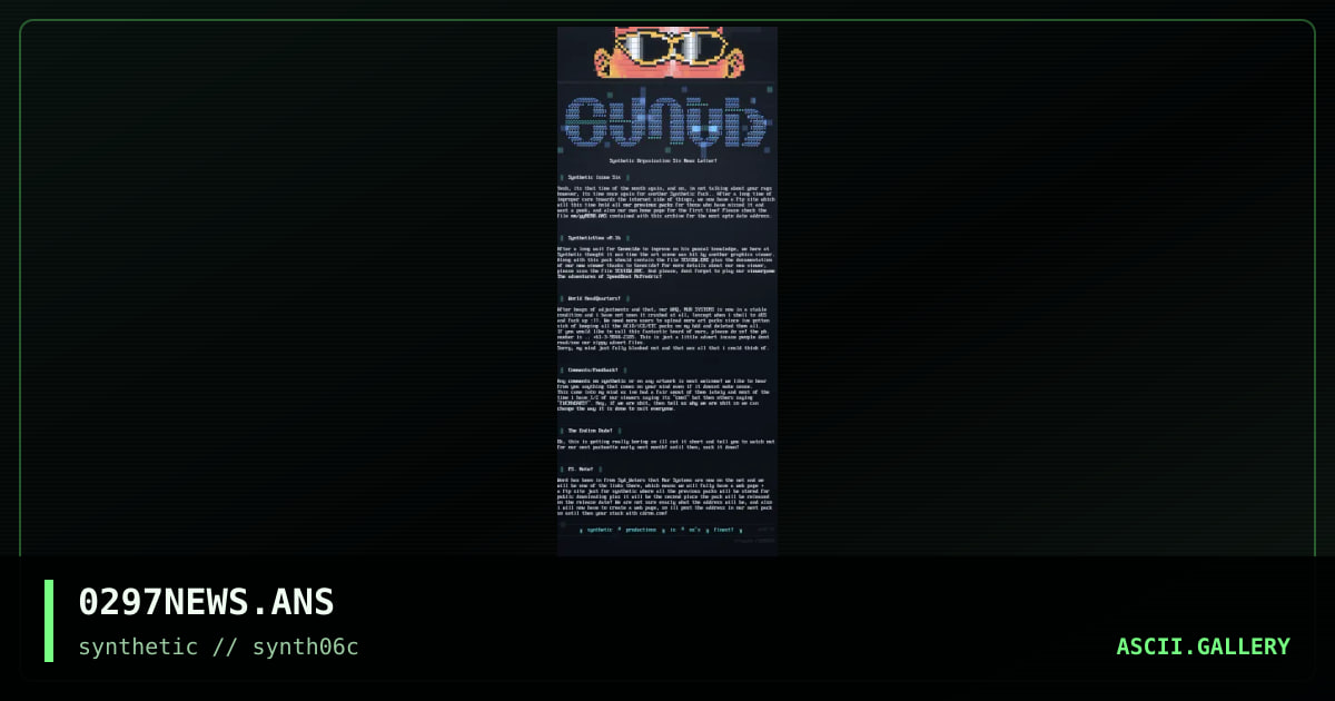 Synthetic Pack Six News!, by synthetic staff, 1997