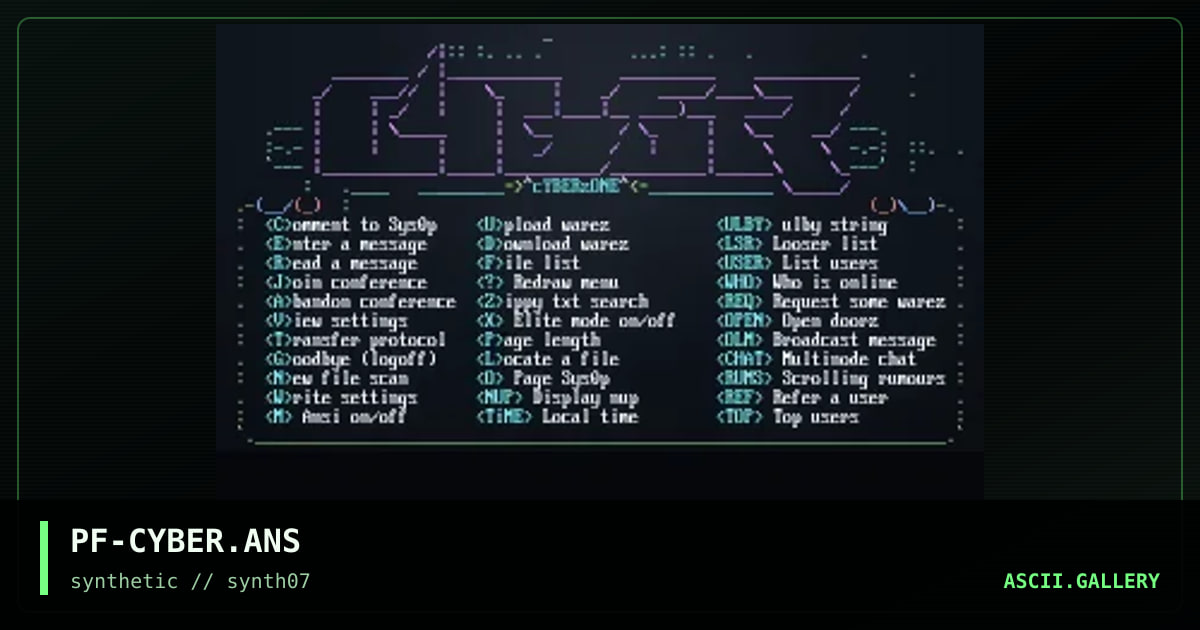 Cyberzone Main menu!, by pure filth, 1997