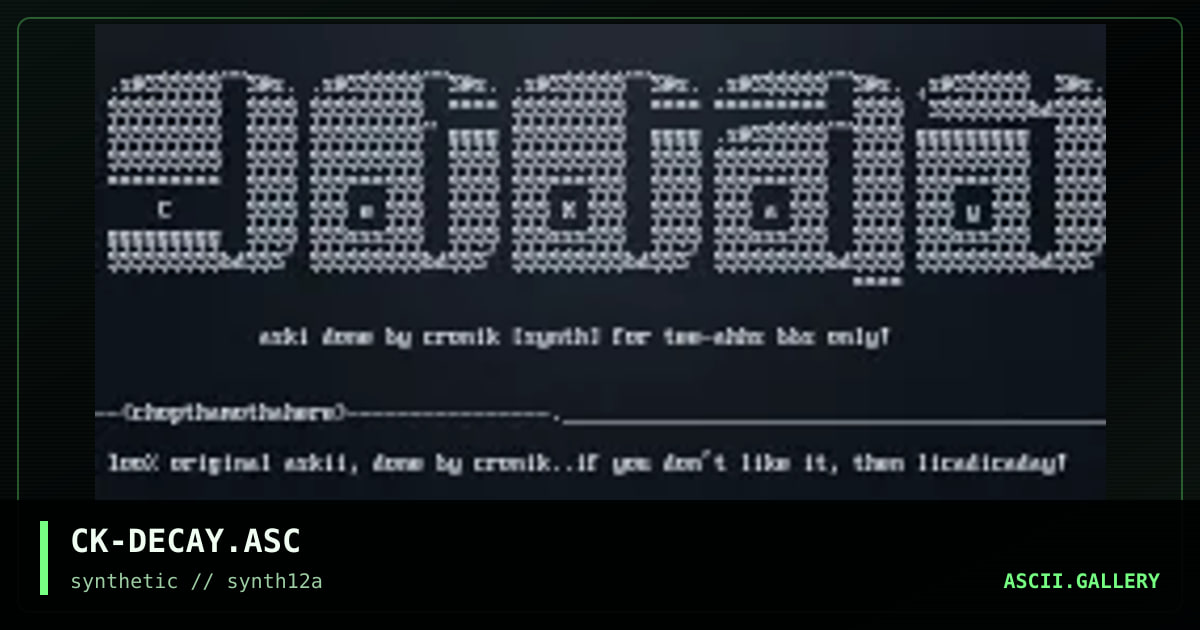 decay bbs asci!, by cronik, 1997