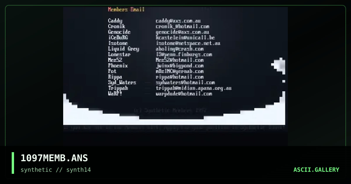 Synthetic Artpack 14 Members, by ol dirty bastard 2, 1997