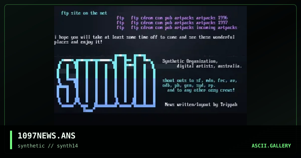 Synthetic Artpack 14 News, by synthetic staff, 1997