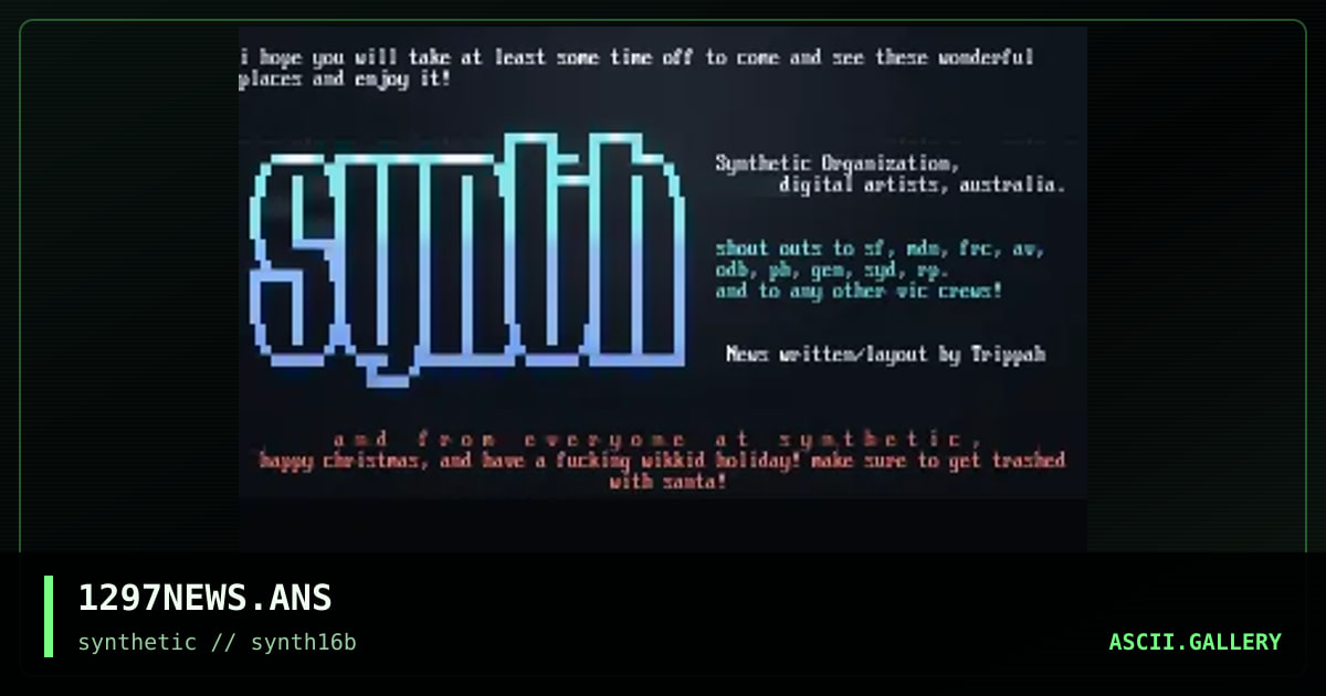 Synthetic Artpack 16 News, by synthetic staff, 1997