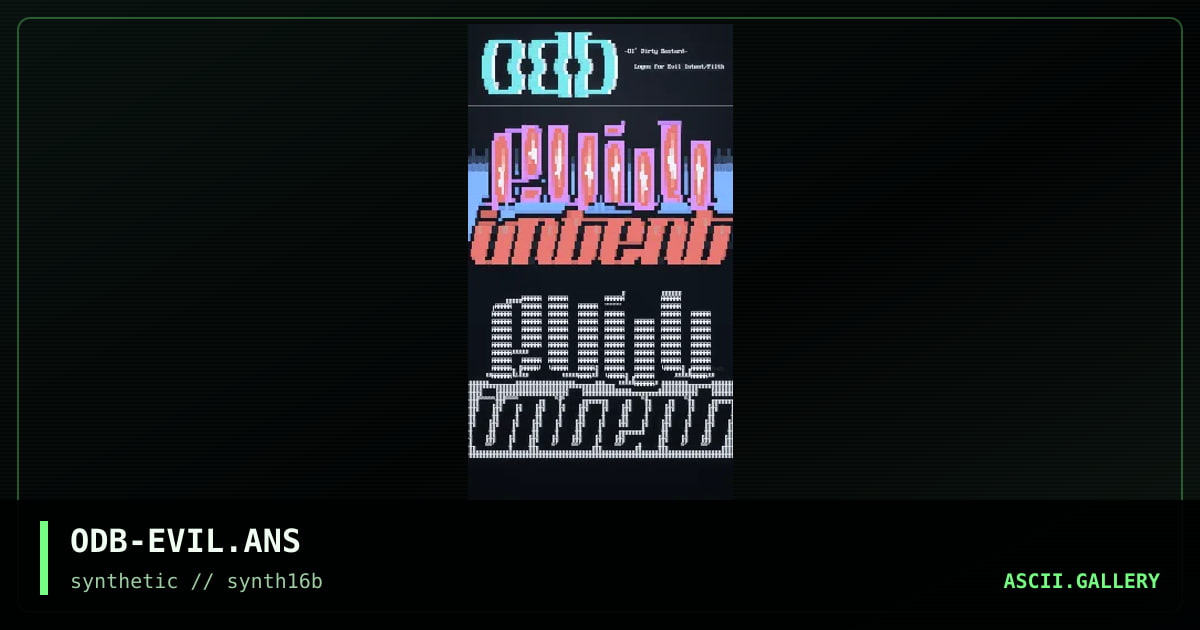 Evil Intent BBS, by ol dirty bastard 2, 1997