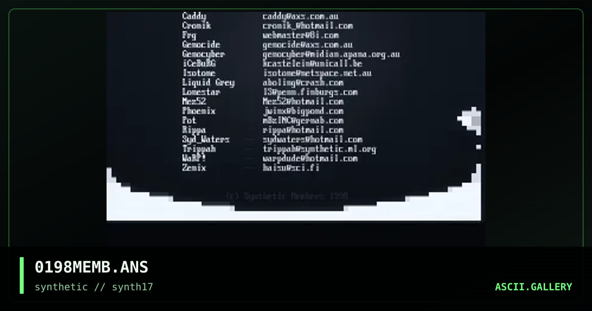 Synthetic Artpack 17 Members, by synthetic staff, 1998