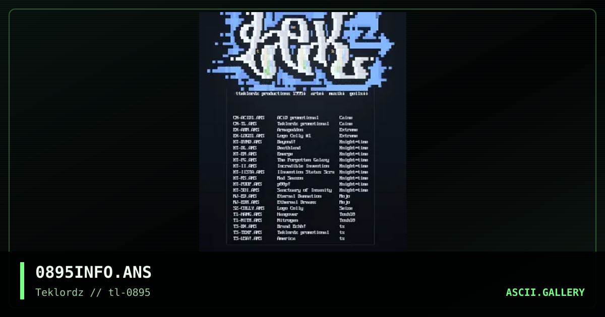 Teklordz 0895 Infofile, by untagged, 1995