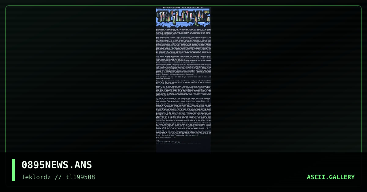 Teklordz 0895 News, by smooth, 1995