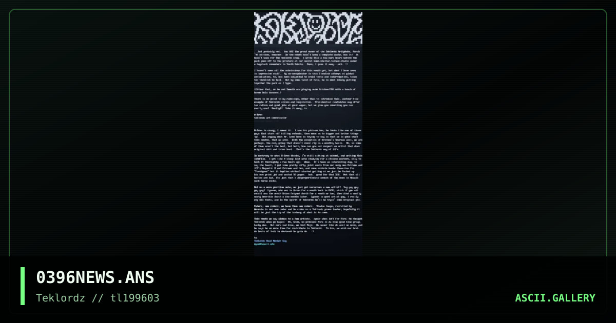 News and Stuff for 0396, by ts, 1996