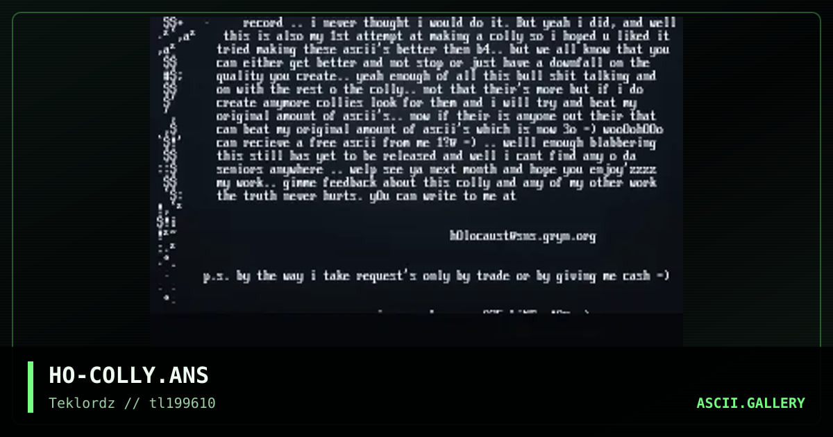 1096 Ascii Colly, by holocaust, 1996