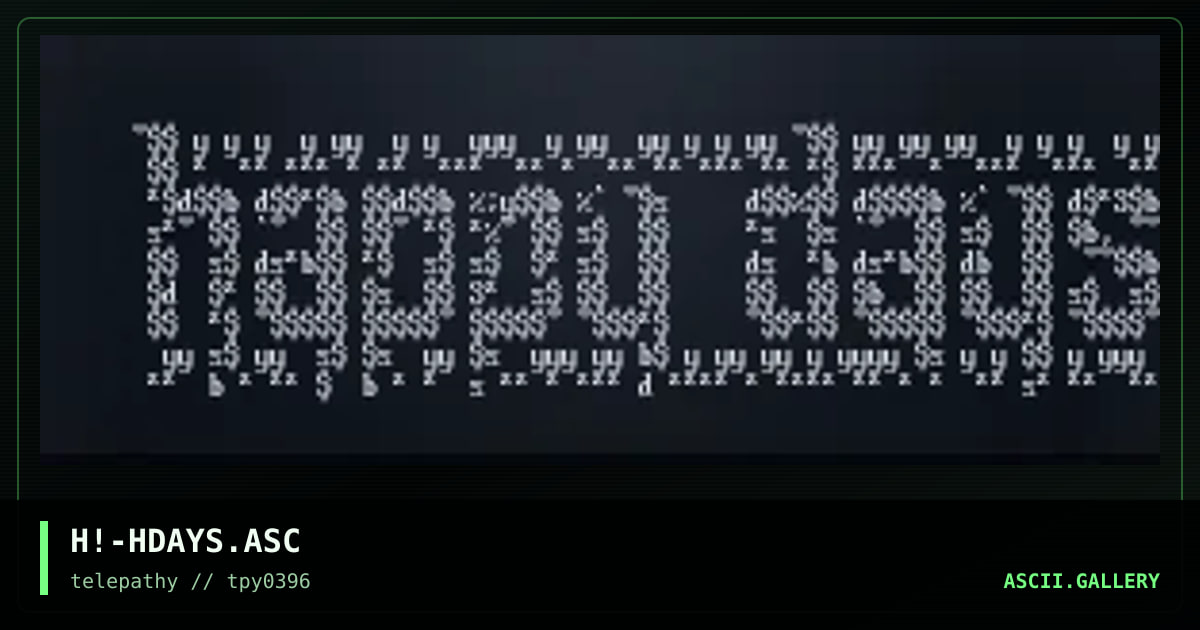 H!-HDAYS.ASC, by hitech, 1996
