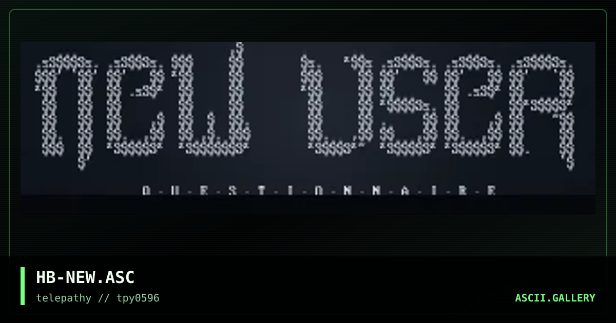 new user, by hanibal, 1996