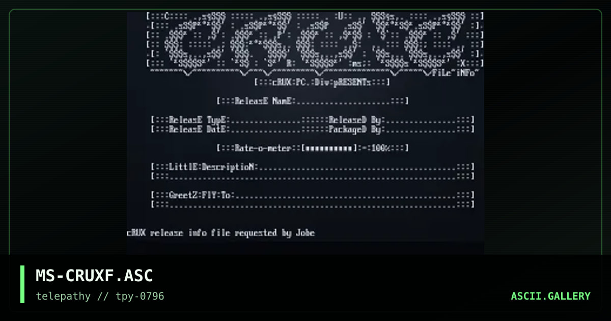 .∙:cRUX ReLeaSe iNFo FiLe:∙., by mr splif, 1996