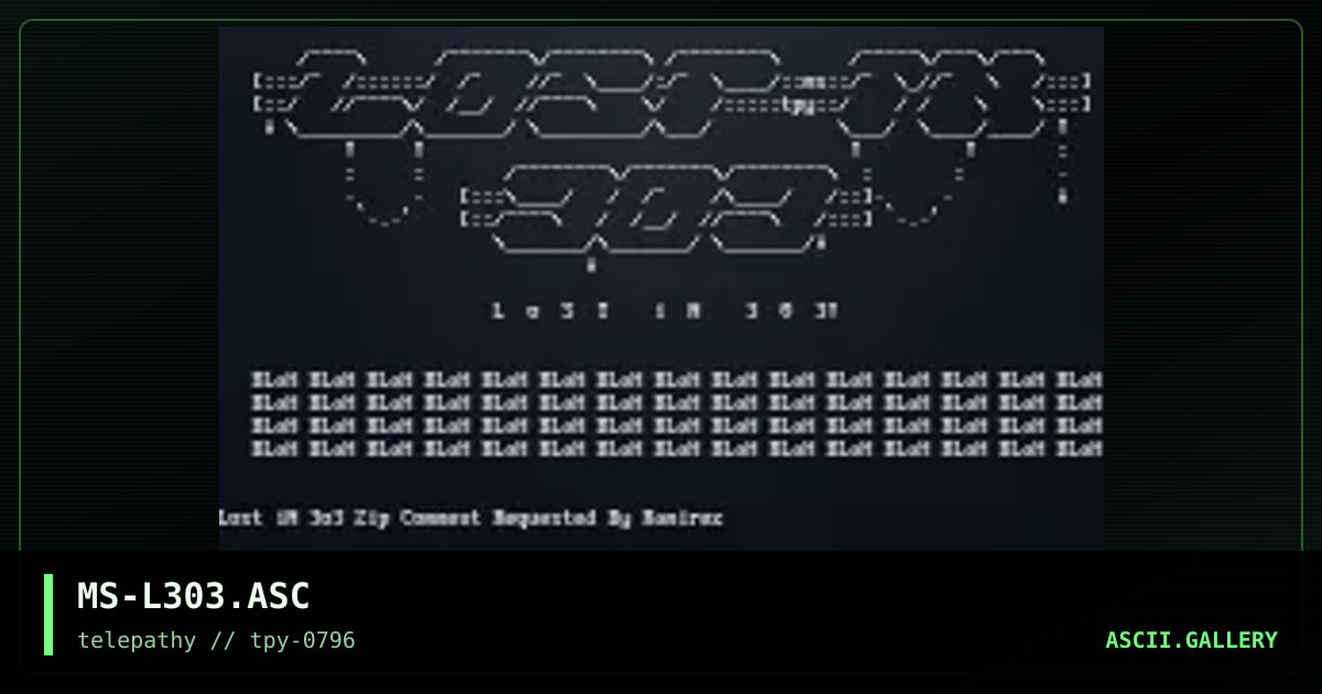 .∙:LoST iN 3o3 ZiP CoMMeNT:∙., by mr splif, 1996