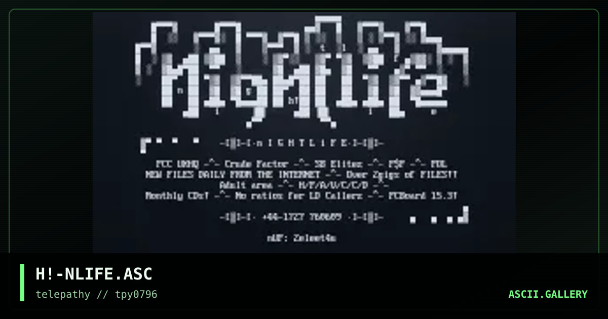 nightlife bbs add, by hitech, 1996