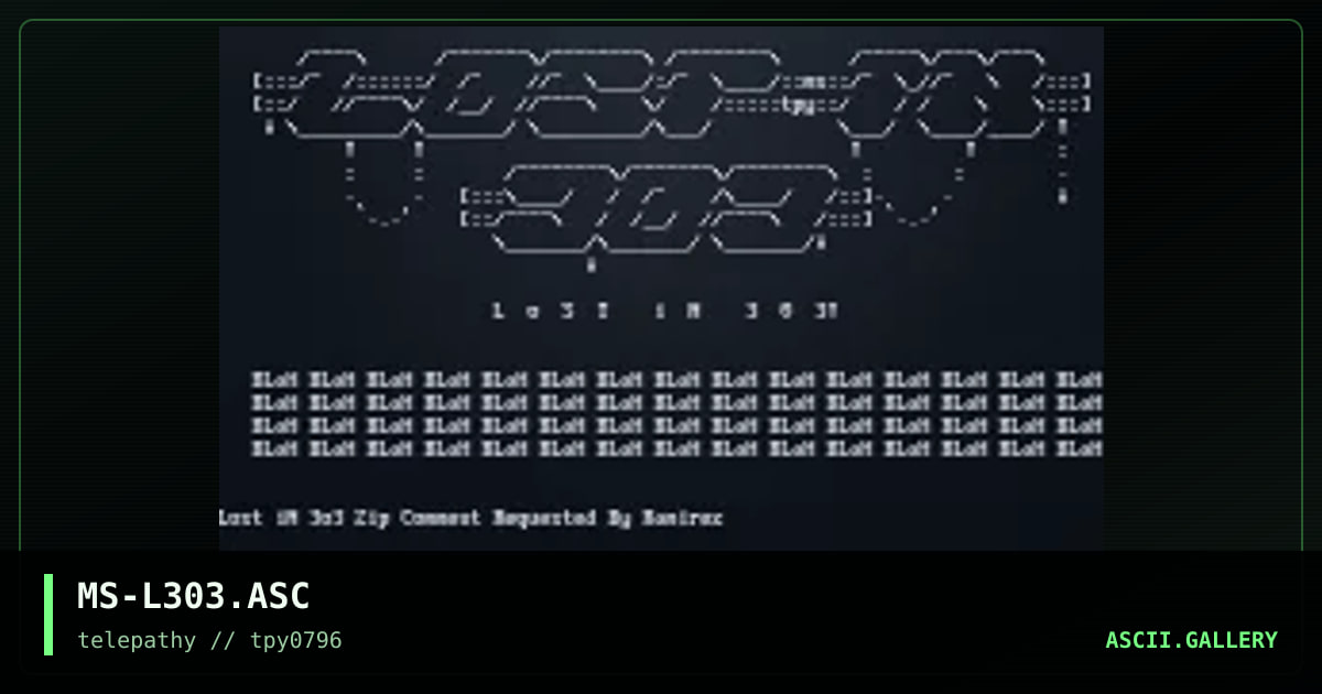 .∙:LoST iN 3o3 ZiP CoMMeNT:∙., by mr splif, 1996