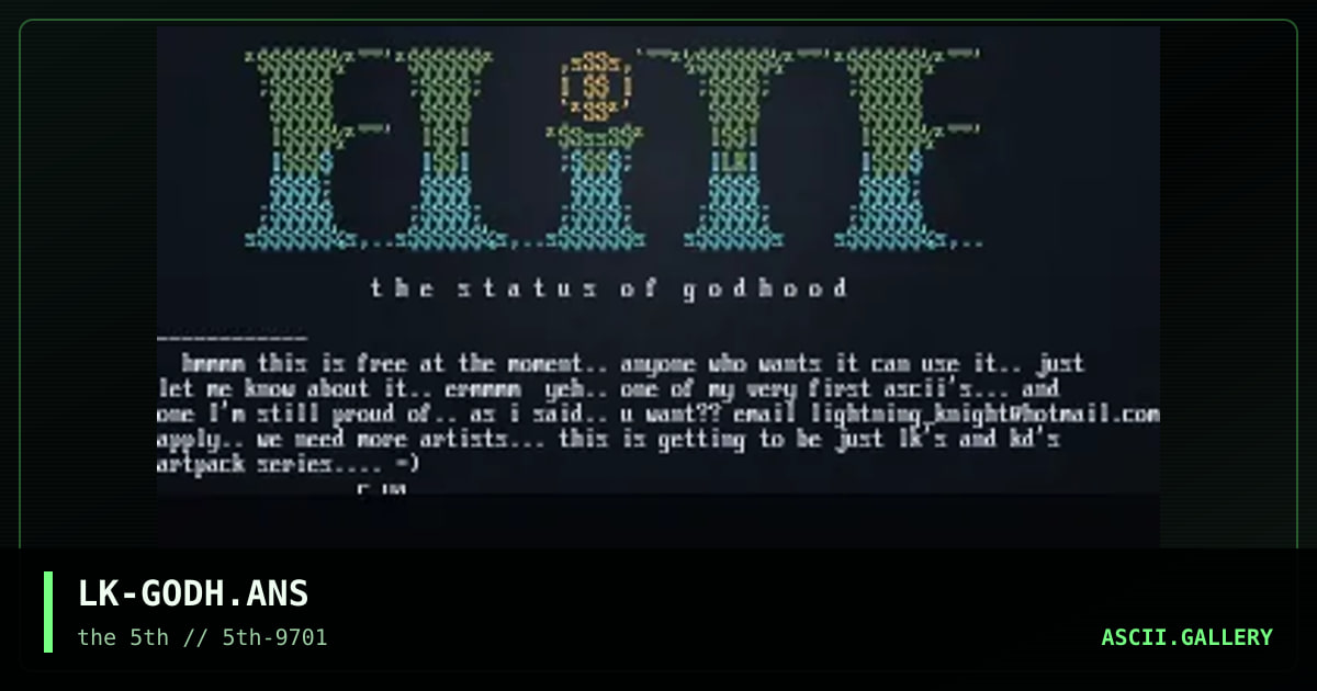 status of godhood, by lightning knight, 1997