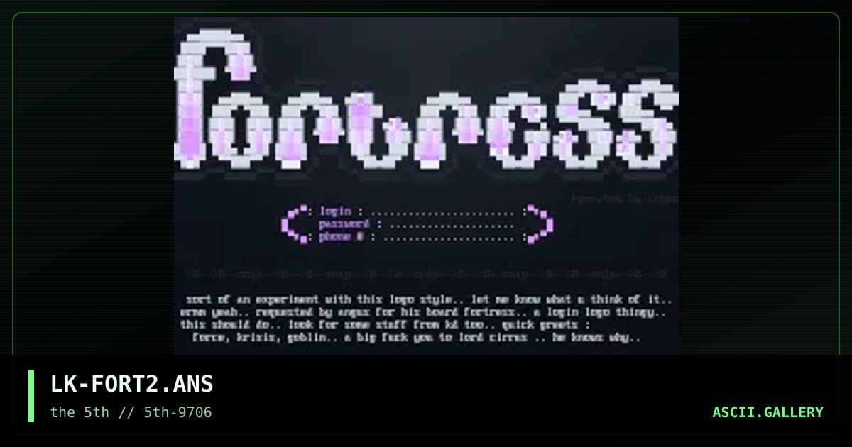 fortress login logo, by lightning knight, 1997