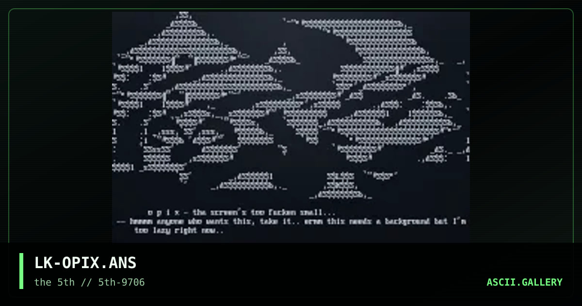opix ascii logo, by lightning knight, 1997