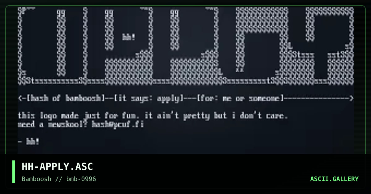 HH-APPLY.ASC, by hash, 1996