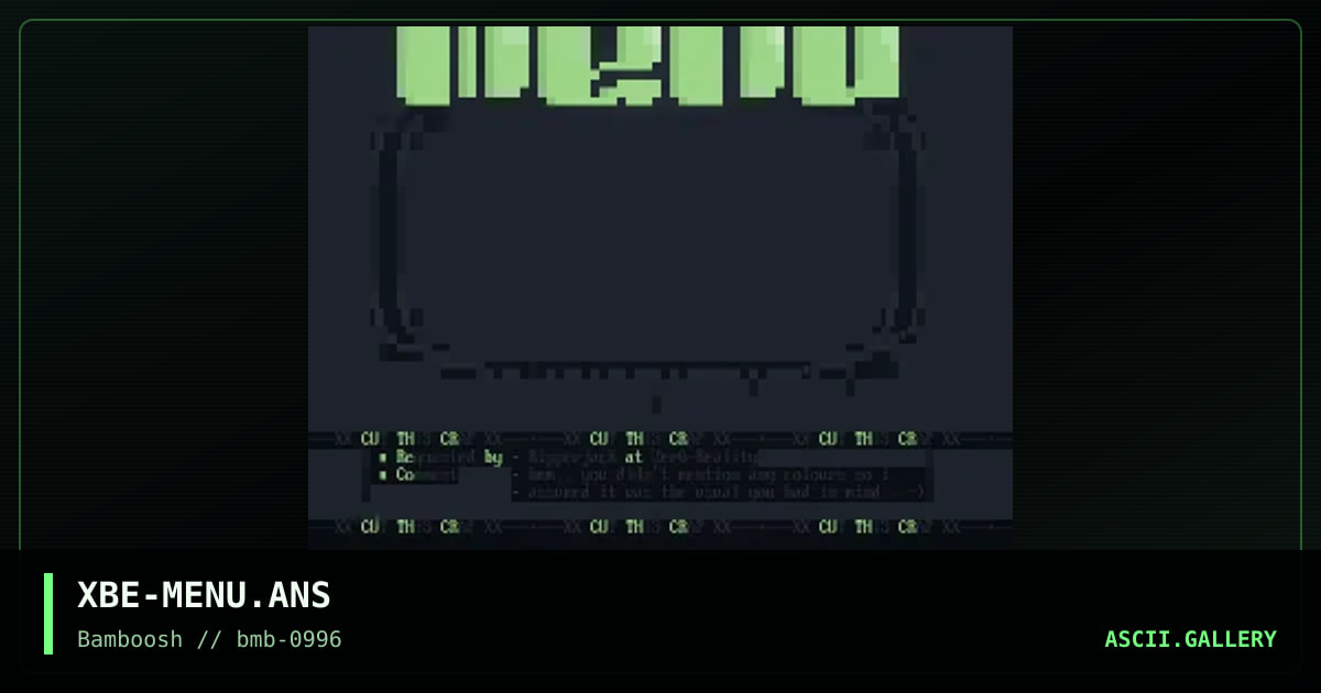 XBE-MENU.ANS, by xerobe, 1996