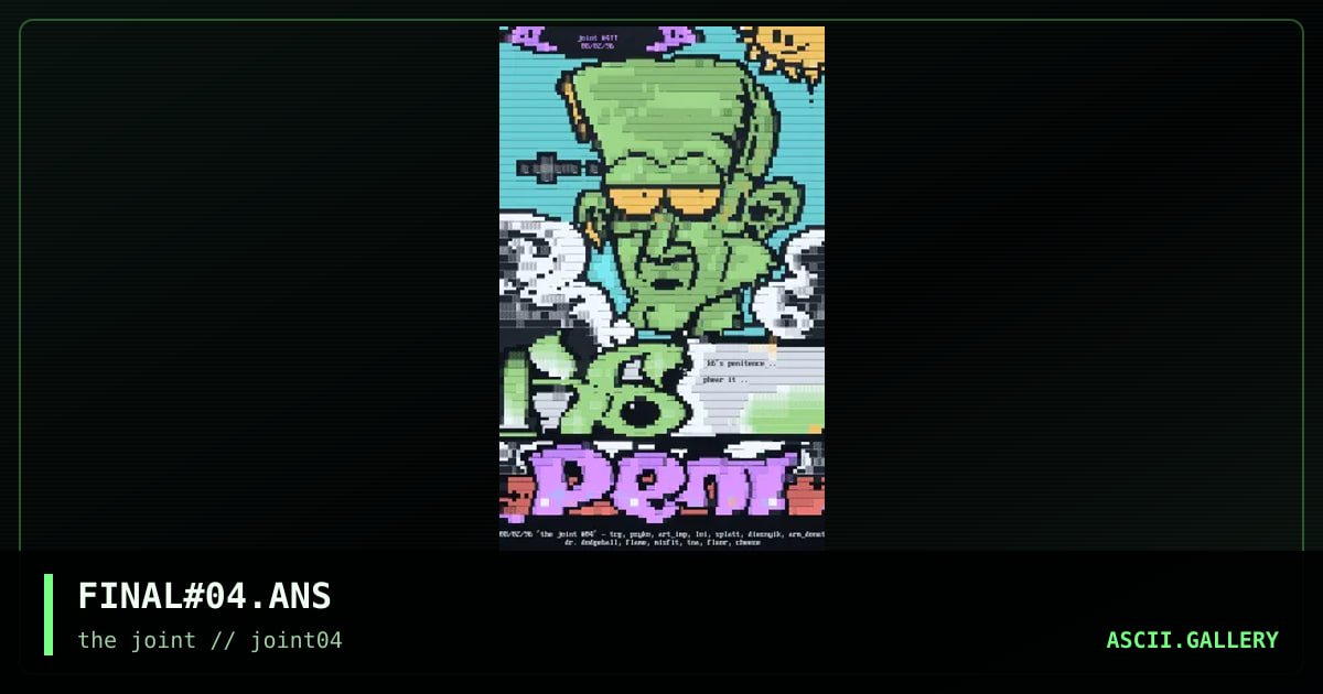 FINAL#04.ANS, by the cool guy, pzyko, artistic implosion, loi, splatt, dieznyik, armageddon donut, dr. dodgeball, flame, misfit, the night angel, fluor, cheeze, 1996