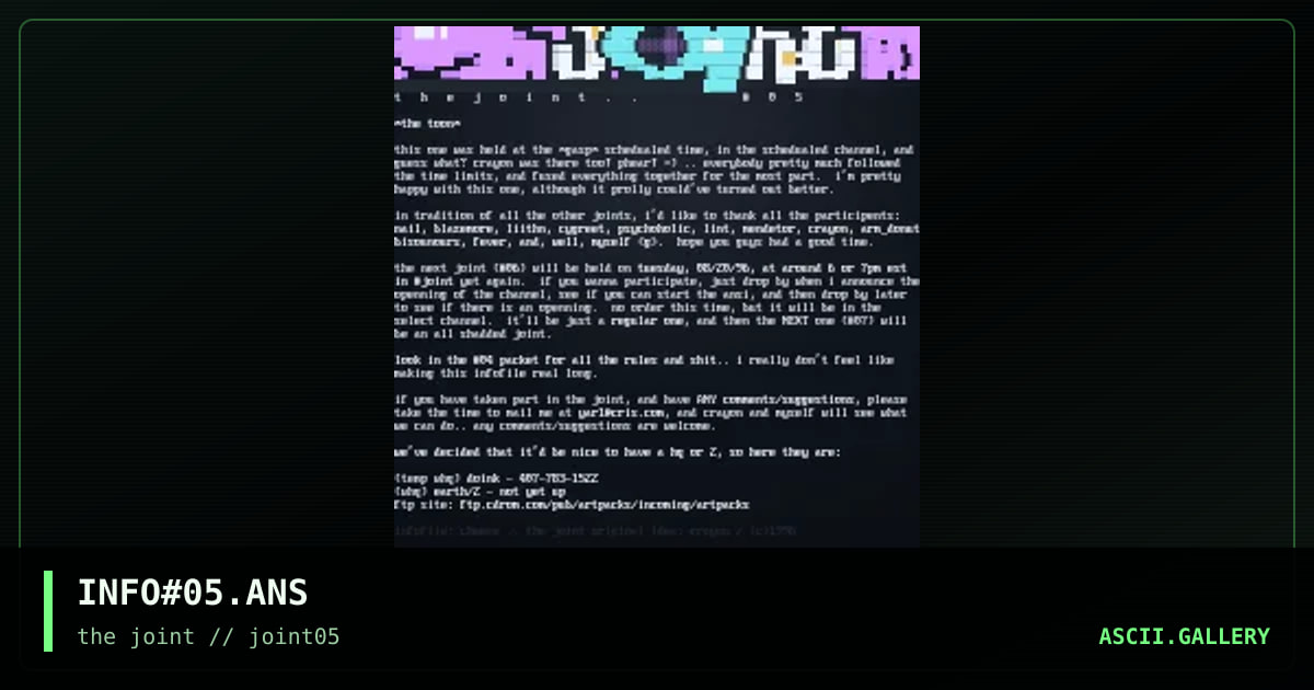 INFO#05.ANS, by the joint, 1996