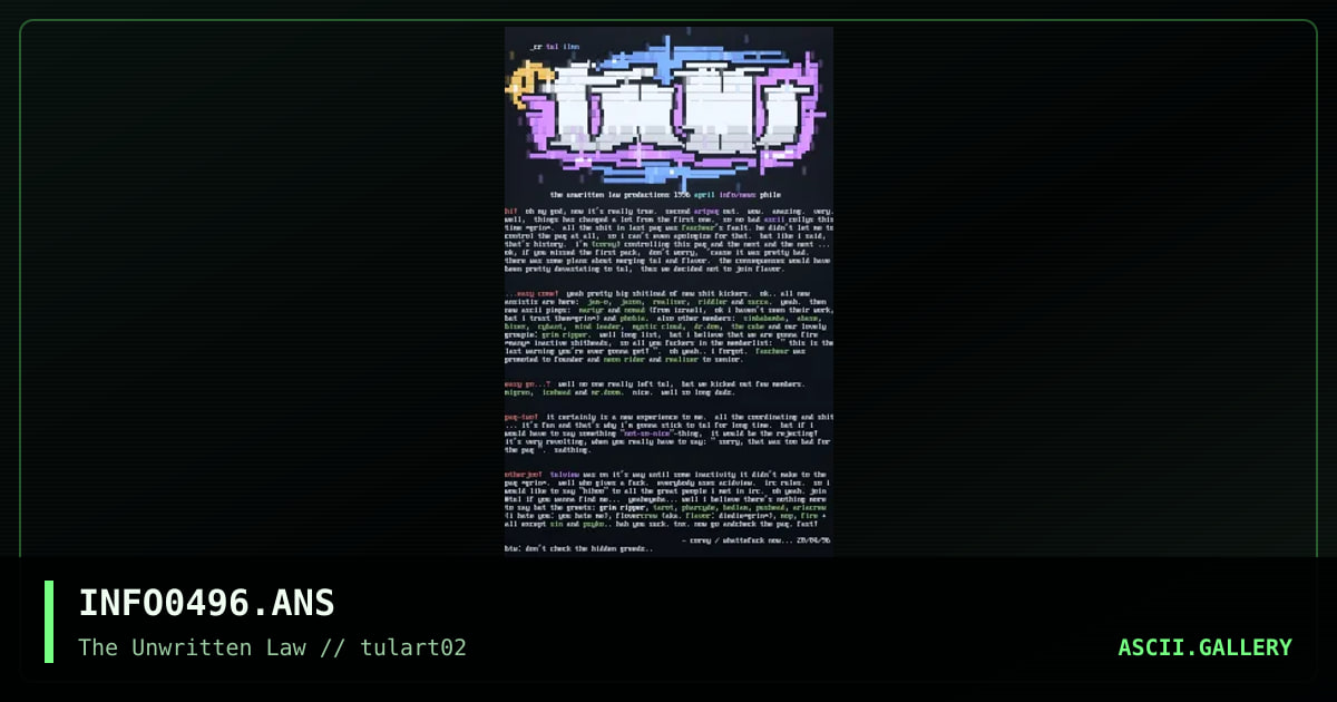 April 1996 Info phile!, by the unwritten law, 1996