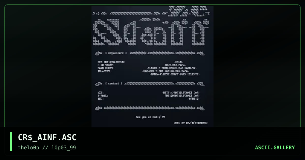 aNTIQ99 iNFo, by chronos, 1999