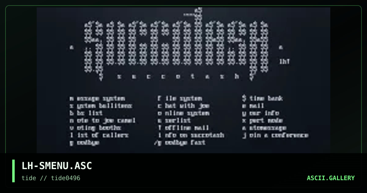 SuccotasH Menu, by leaving hope, 1996