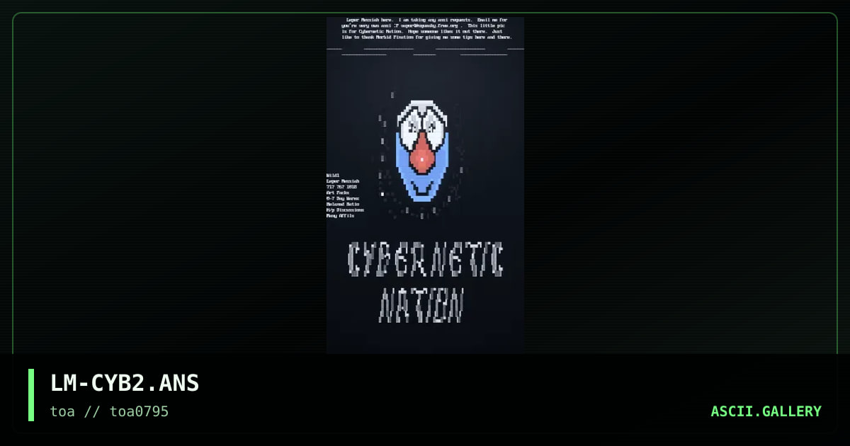 Cybernetic Nation, by leper messiah, 1995
