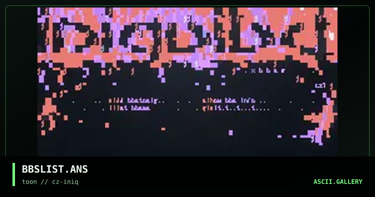 BBSLIST.ANS, by coma toazt, 1995