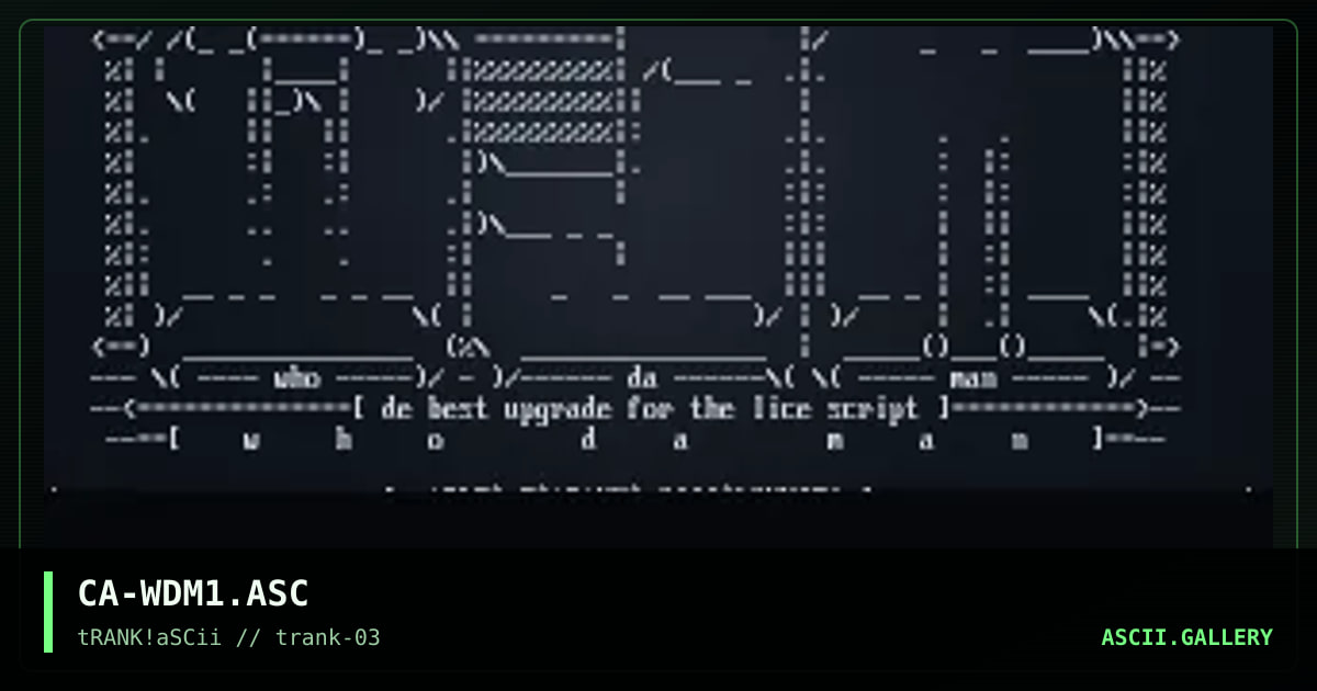 wHO^dA^mAN^sCRIPT, by cable, 1995