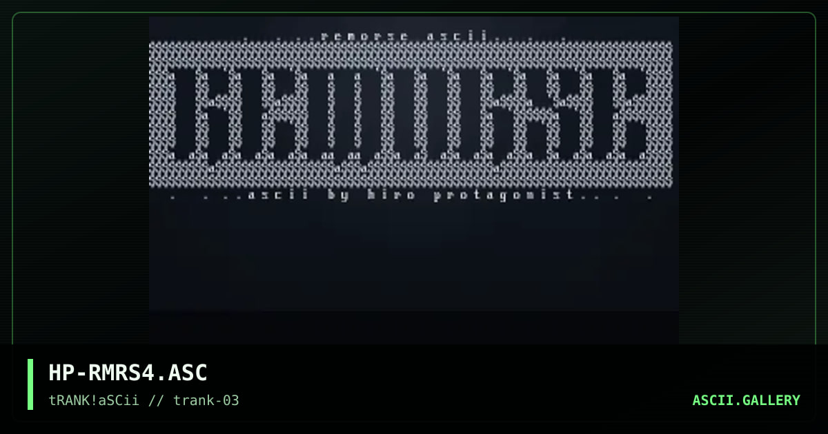 Farewell to Remorse Ascii.., by hiro protagonist, 1995