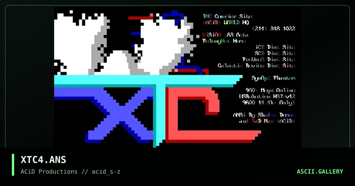 XTC4.ANS, by rad man, shadow demon, 1990