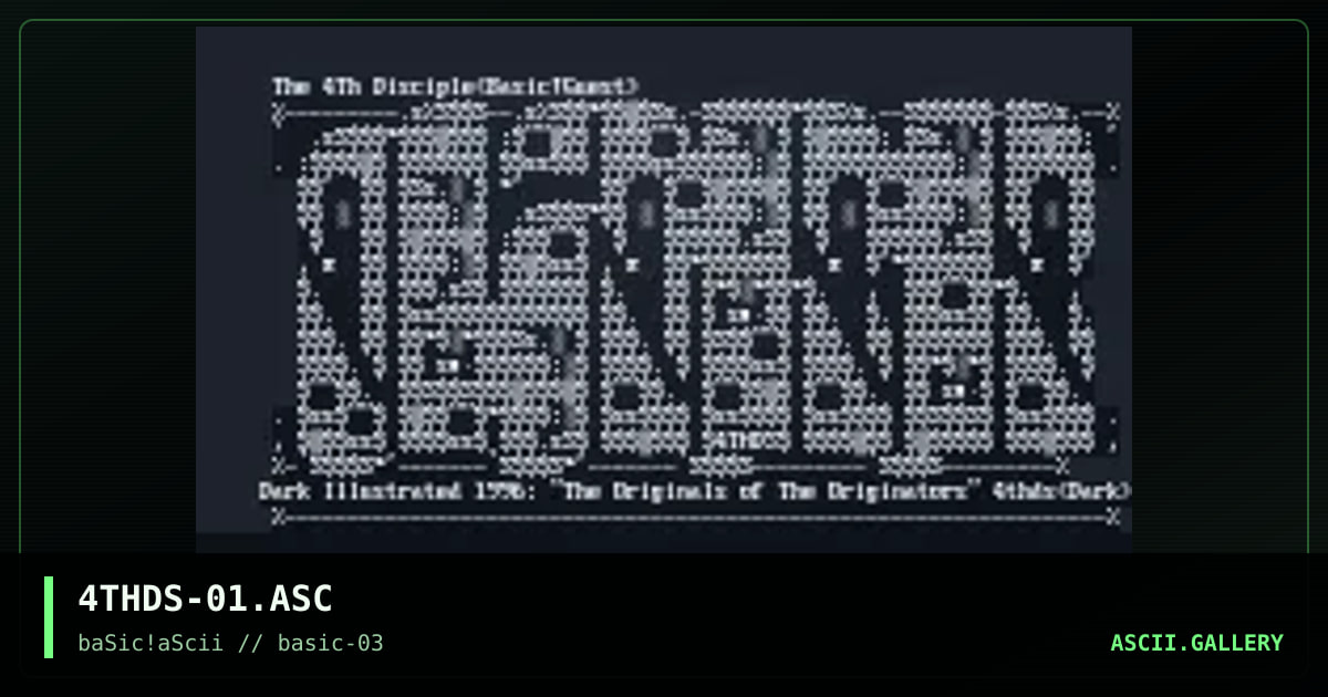 4THDS-01.ASC, by the 4th disciple, 1996