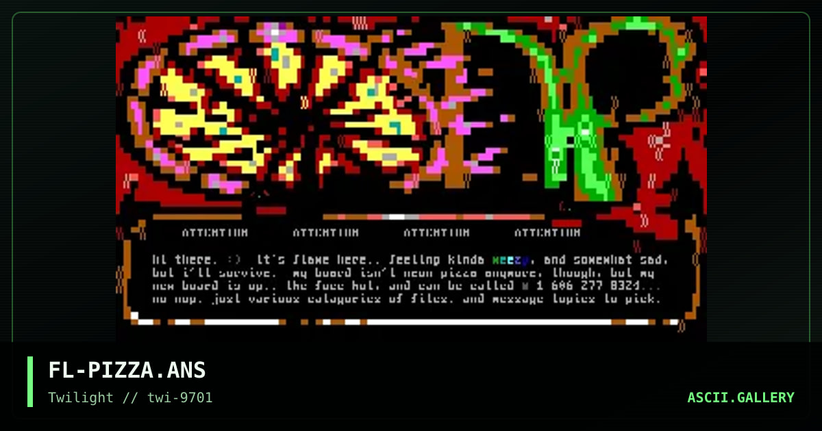 pizza = dead!, by flame, 1997