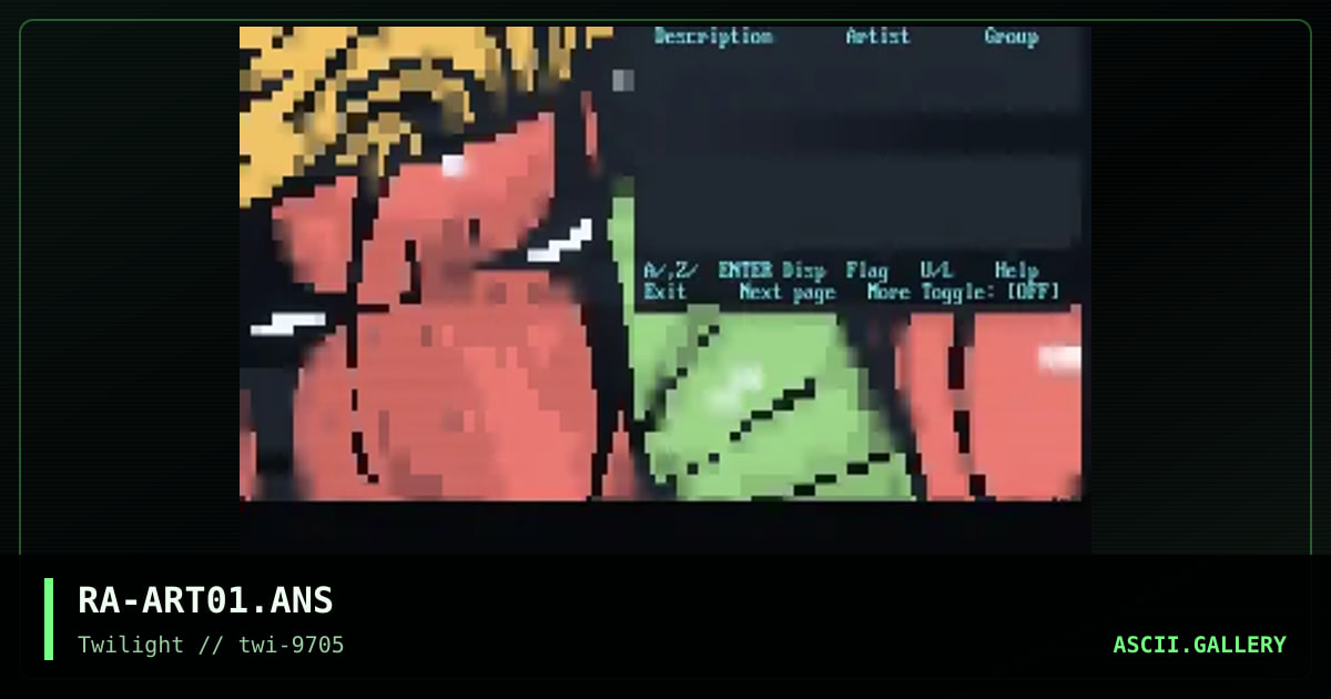 Ansi Art Select Screen, by reanimator, 1997