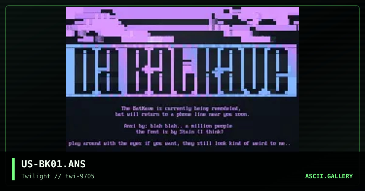batkave, by twilight, 1997