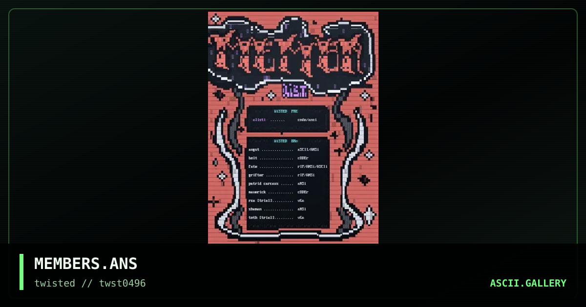 Member Listing, by shaman, 1996