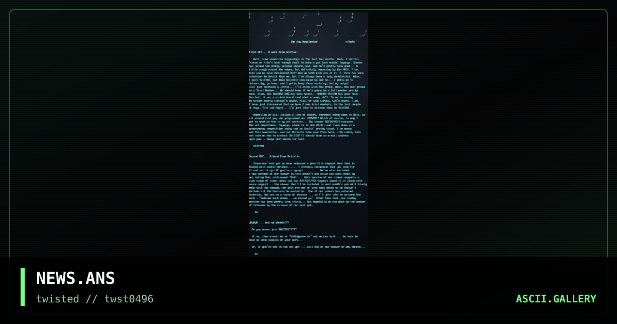 TWiSTEd Newsletter, by angst-twisted, 1996