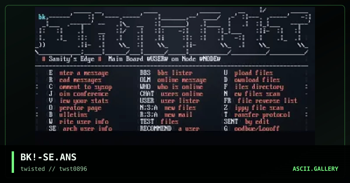 Sanity's Edge Menu, by black majick, 1996